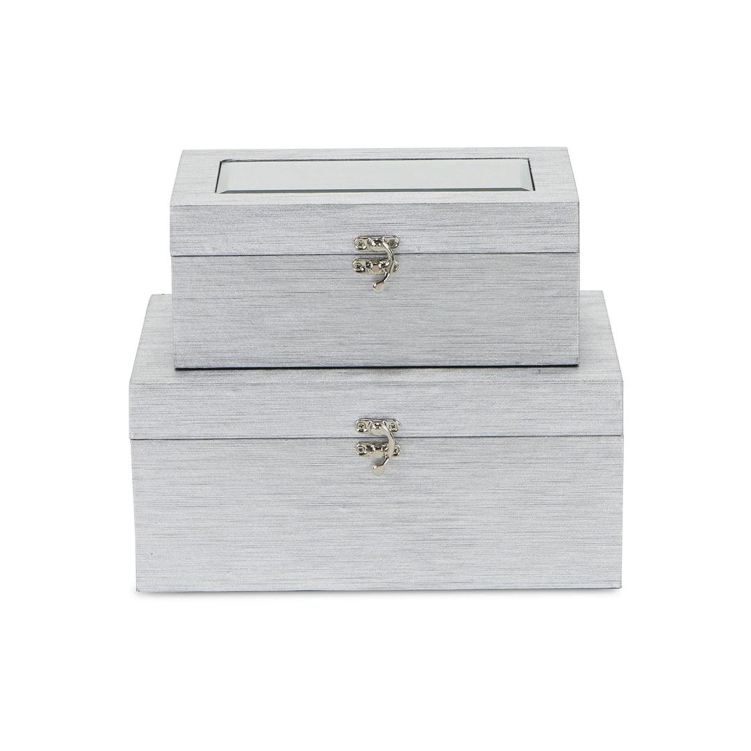 CHEUNGS Fidela Set of 2 Silver Vinyl Boxes