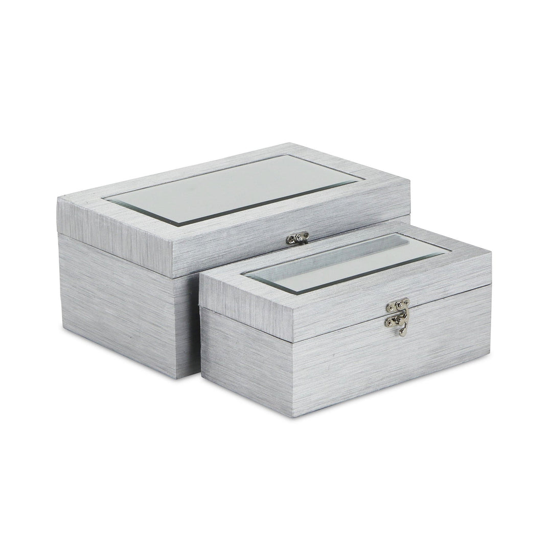 CHEUNGS Fidela Set of 2 Silver Vinyl Boxes