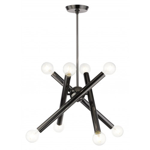 8 Light Black Chrome Chandelier Livex