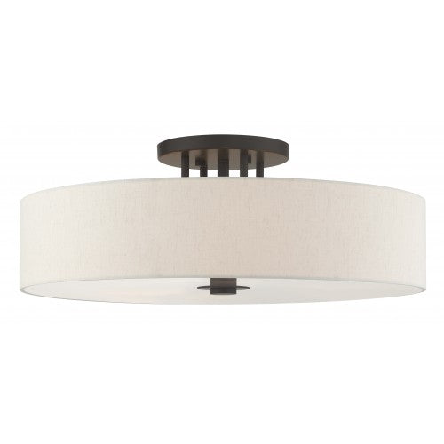 6 Light English Bronze Semi Flush Livex