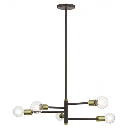 5 Light Bronze Chandelier with Antique Brass Accents Livex