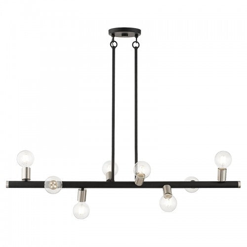 8 Light Black Large Chandelier with Brushed Nickel Accents Livex