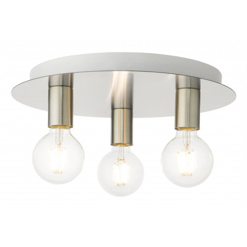 3 Light Brushed Nickel Flush Mount Livex