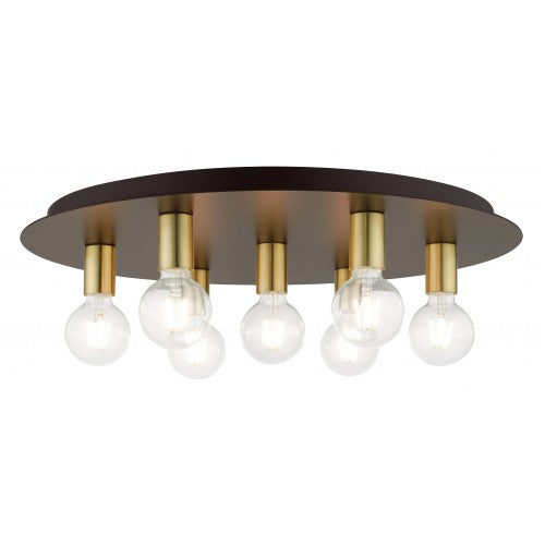 7 Light Bronze Flush Mount Livex