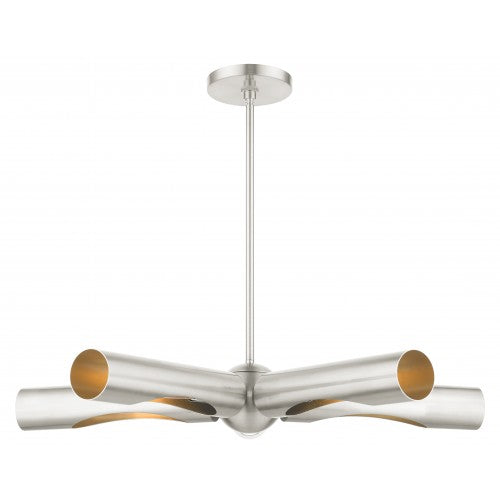 5 Light Brushed Nickel Chandelier Livex