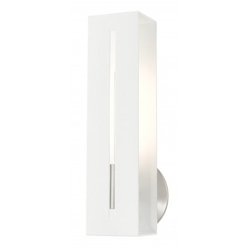 1 Light Textured White with Brushed Nickel Finish Accents ADA Single Sconce Livex