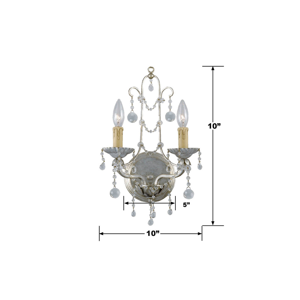 Crystorama Crystorama Paris Market 2 Light Silver Leaf Sconce