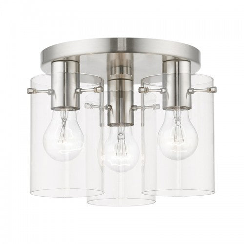 3 Light Brushed Nickel Flush Mount Livex