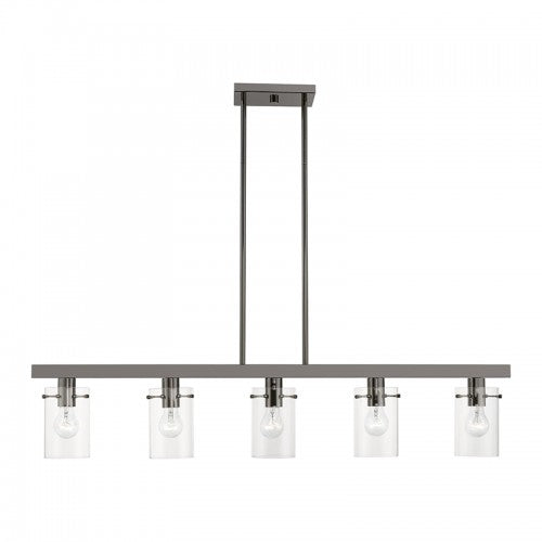 5 Light Black Chrome Linear Chandelier Livex