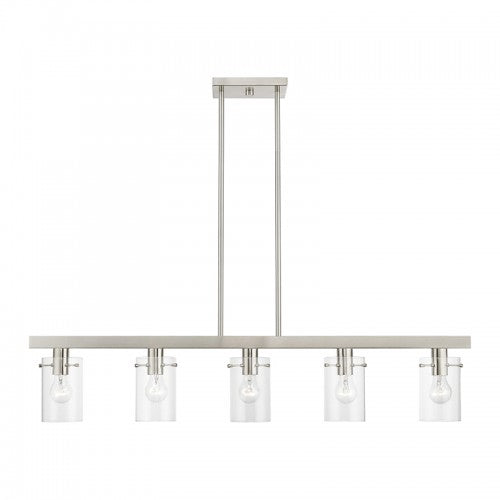 5 Light Brushed Nickel Linear Chandelier Livex