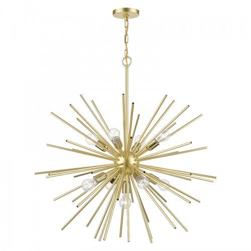 9 Light Soft Gold with Polished Brass Accents Foyer Pendant Chandelier Livex