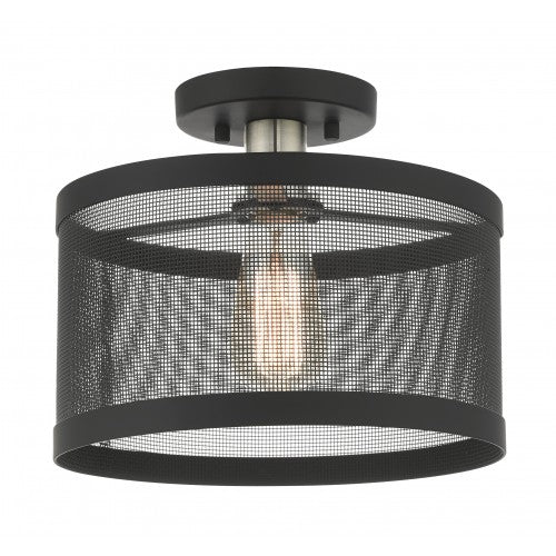 1 Light Black Semi Flush Mount Livex