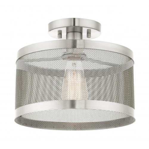 1 Light Brushed Nickel Semi Flush Mount Livex