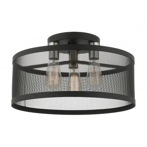 3 Light Black Semi Flush Mount Livex