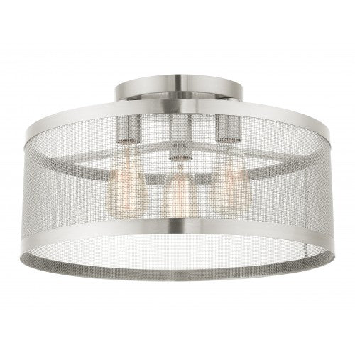 3 Light Brushed Nickel Semi Flush Mount Livex