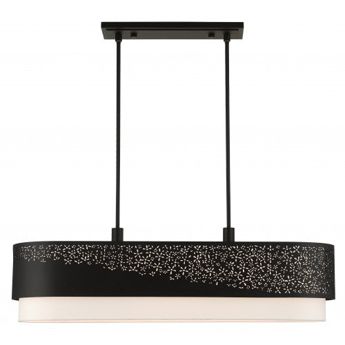 6 Light Black Linear Chandelier Livex