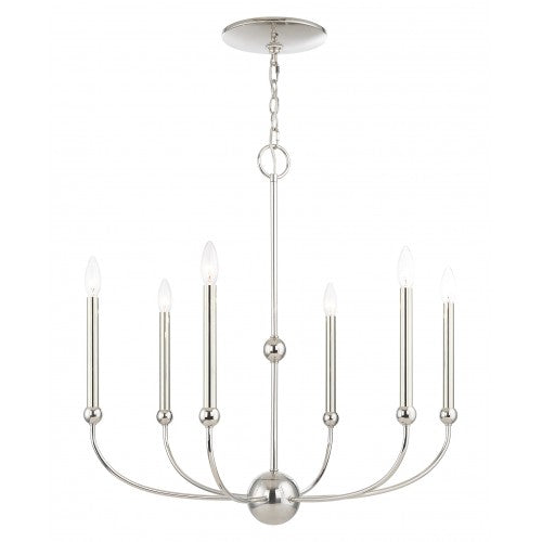 6 Light Polished Nickel Chandelier Livex