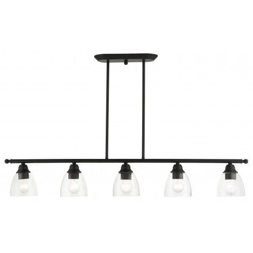 5 Light Black Linear Chandelier Livex