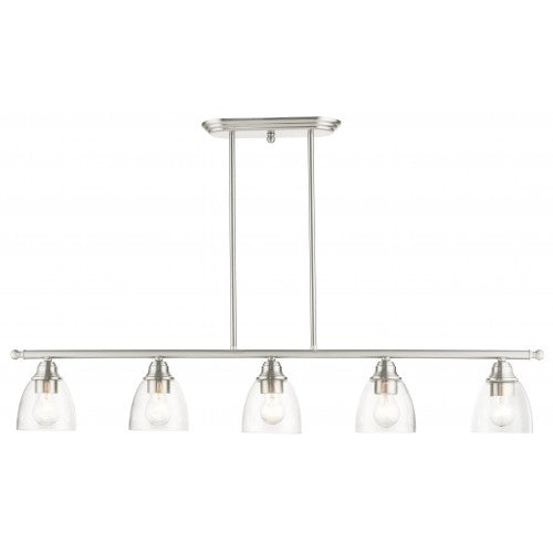 5 Light Brushed Nickel Linear Chandelier Livex