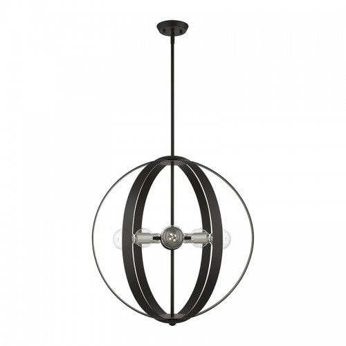 5 Light Black Pendant Chandelier with Brushed Nickel Accents Livex