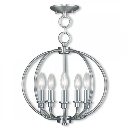 5 Light Brushed Nickel Chain Lantern/Ceiling Mount Livex