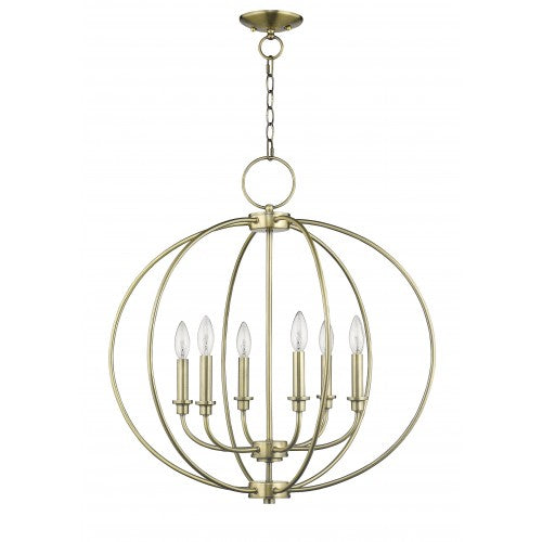 6 Light Antique Brass Chandelier Livex