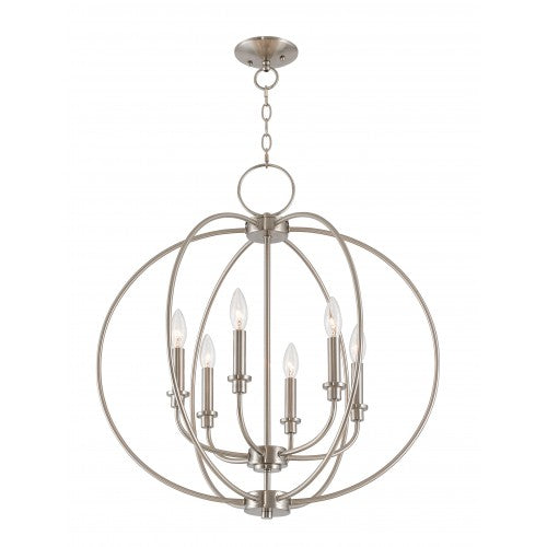 6 Light Brushed Nickel Chandelier Livex