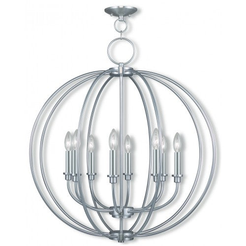 8 Light Brushed Nickel Chandelier Livex