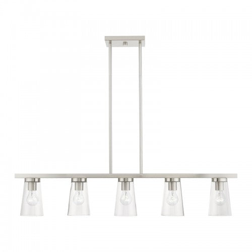 5 Light Brushed Nickel Linear Chandelier Livex