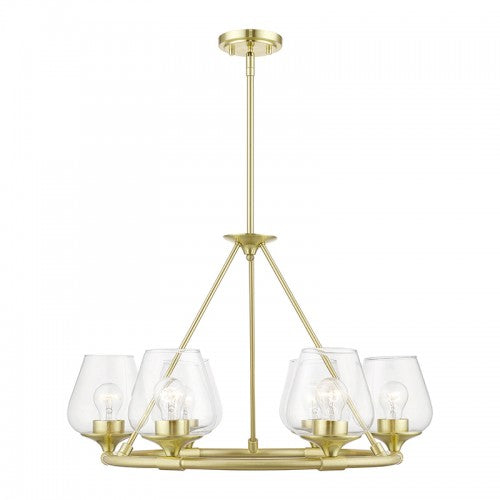 6 Light Satin Brass Chandelier Livex