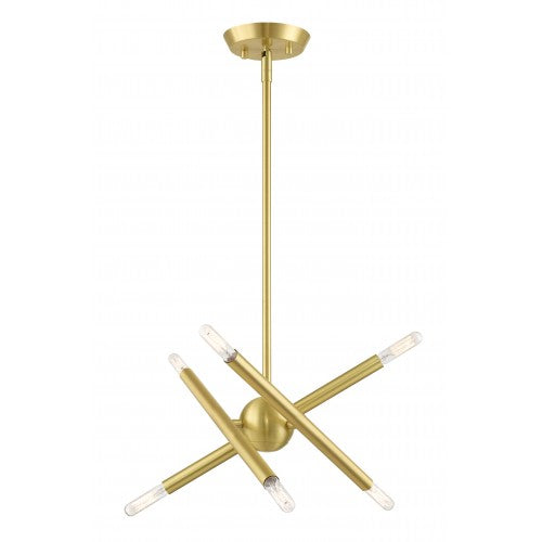 6 Light Satin Brass Chandelier Livex