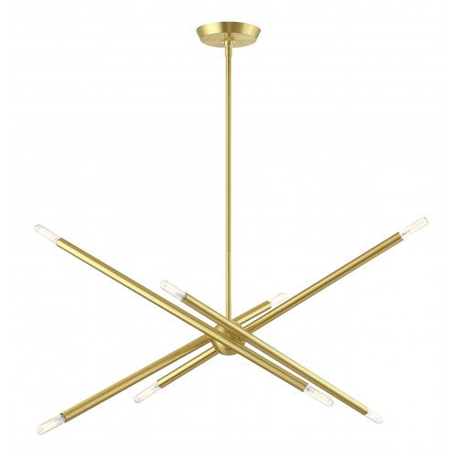 8 Light Satin Brass Linear Chandelier Livex