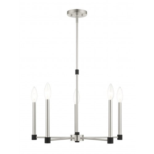 5 Light Brushed Nickel Chandelier Livex