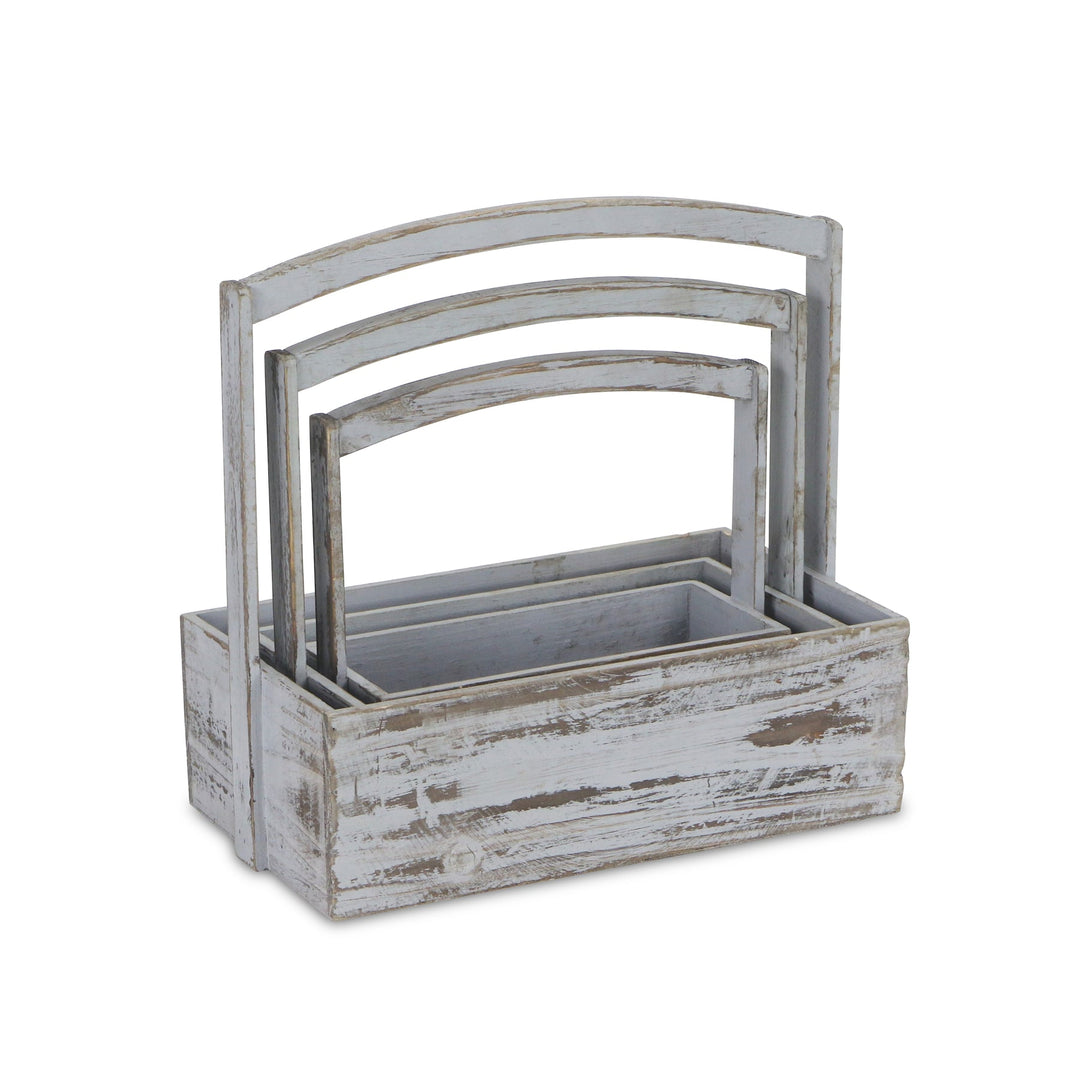 CHEUNGS Caspen Set of 3 High Handle Gray Wood Bins