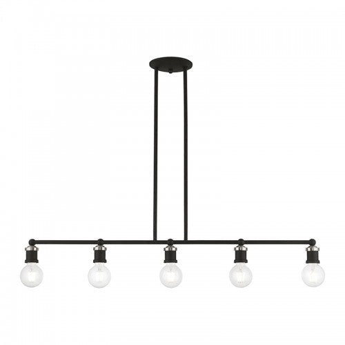 5 Light Black with Brushed Nickel Accents Large Linear Chandelier Livex