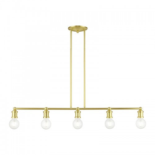 5 Light Satin Brass Large Linear Chandelier Livex