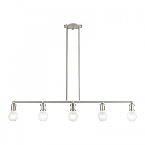 5 Light Brushed Nickel Large Linear Chandelier Livex