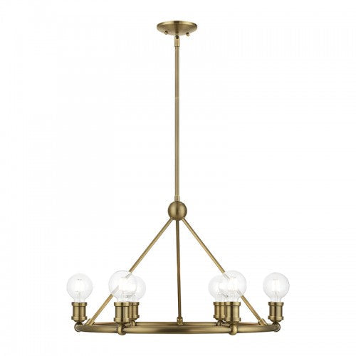 6 Light Antique Brass Chandelier Livex