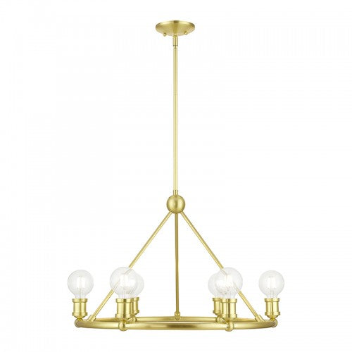 6 Light Satin Brass Chandelier Livex