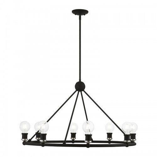 8 Light Black with Brushed Nickel Accents Chandelier Livex