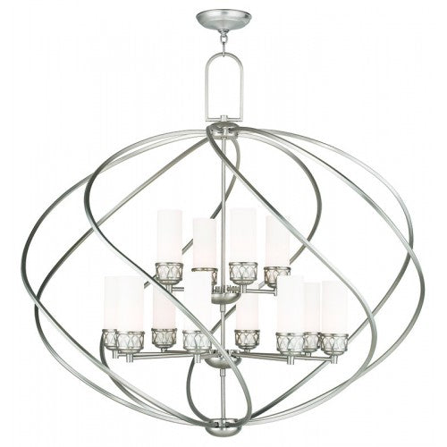 8 Light + 4 Light Brushed Nickel Foyer Chandelier Livex