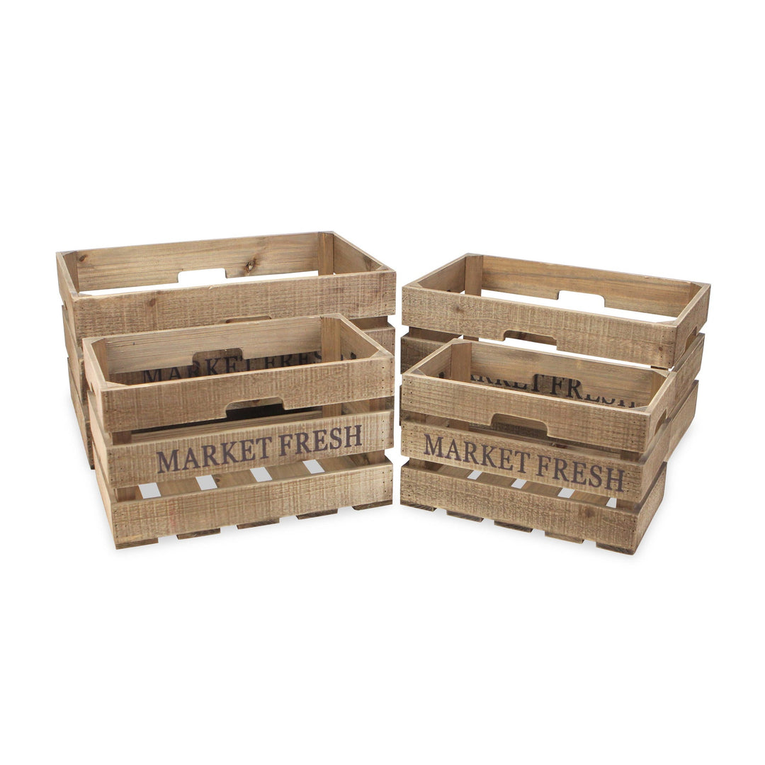 CHEUNGS Eika Set of 4 Wooden Market Fresh Crates