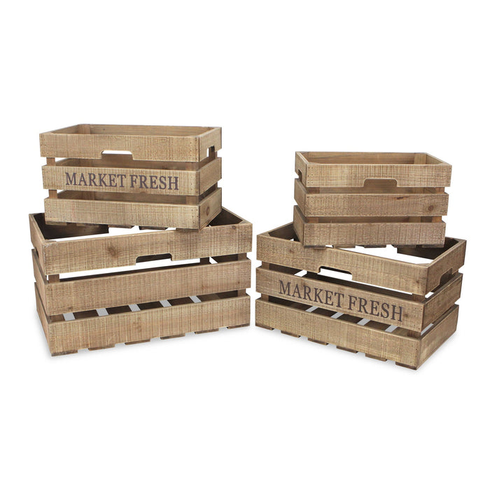 CHEUNGS Eika Set of 4 Wooden Market Fresh Crates