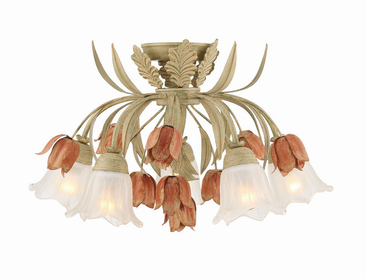 Crystorama Crystorama Southport 5 Light Sage Rose Floral Semi Flush Mount