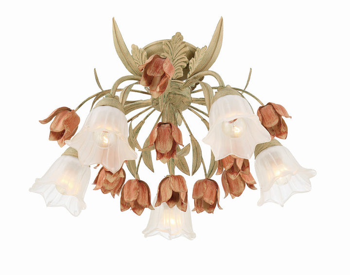 Crystorama Crystorama Southport 5 Light Sage Rose Floral Semi Flush Mount