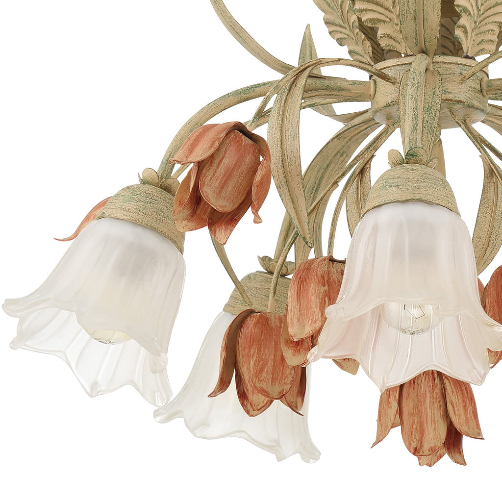 Crystorama Crystorama Southport 5 Light Sage Rose Floral Semi Flush Mount