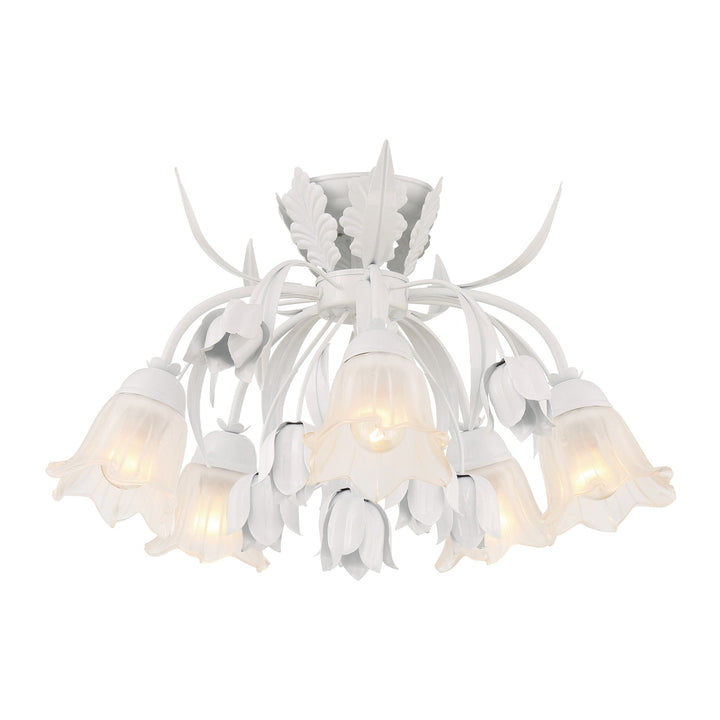 Crystorama Crystorama Southport 5 Light Wet White Floral Semi Flush Mount