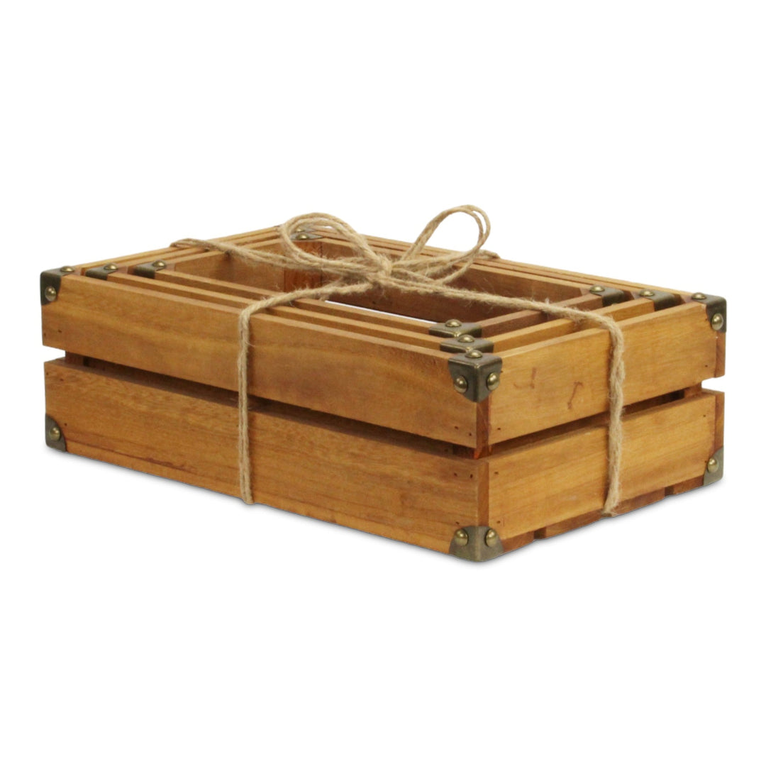 CHEUNGS Rustic Farmstead Medium Brown Studded Rectangular Wood Crate Set