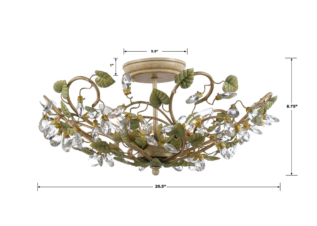 Crystorama Crystorama Josie 5 Light Champagne Green Tea Semi Flush Mount