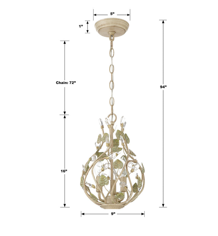 Josie 3 Light Champagne Green Tea Mini Chandelier Crystorama